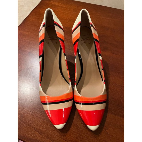 New INC Women’s Multicolored Striped Heels Size 7.5 - Picture 3 of 9